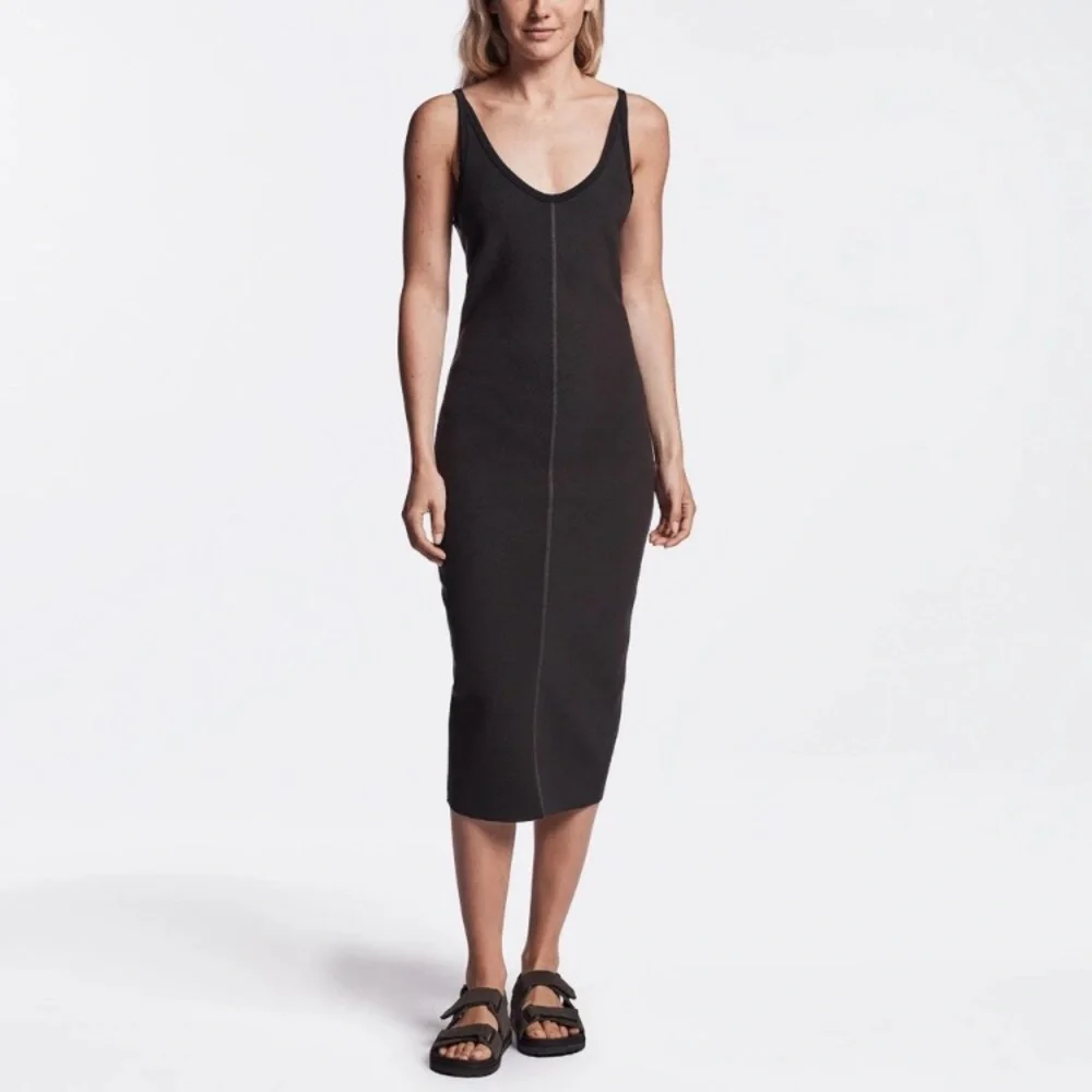 James Perse Los Angeles Chevron Rib Cami Tank Dress in black, Small, Size 1 - Picture 7 of 7